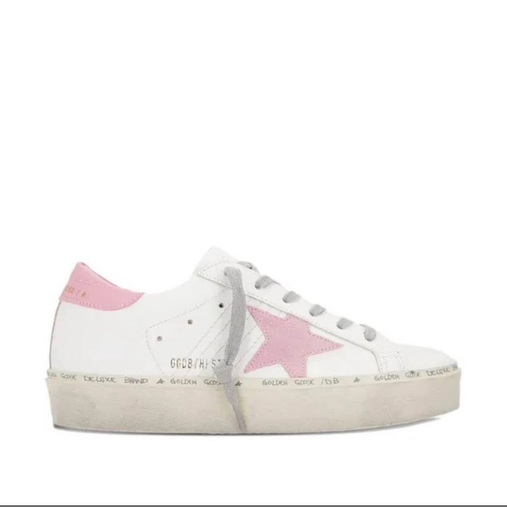 Golden Goose Women's White and Pink Star Sneakers